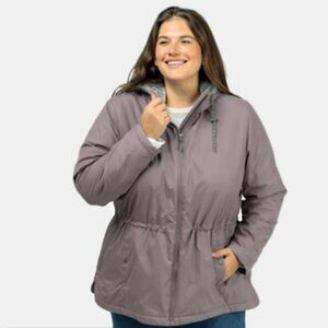 Free Country NWOT Plus Size Fur lined Anorak Lined Raincoat Taupe Color Size 1X